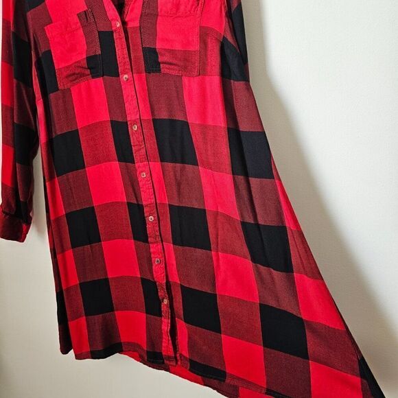 EUC LIKE NEW OLD NAVY RED PLAID TUNIC LONGSLEEVES SIZE M WOMENS - Picture 4 of 13